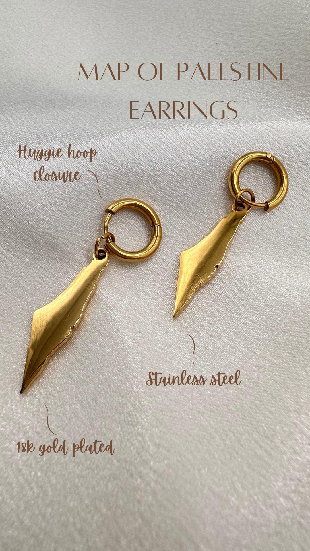 Gold Map of Palestine Earrings