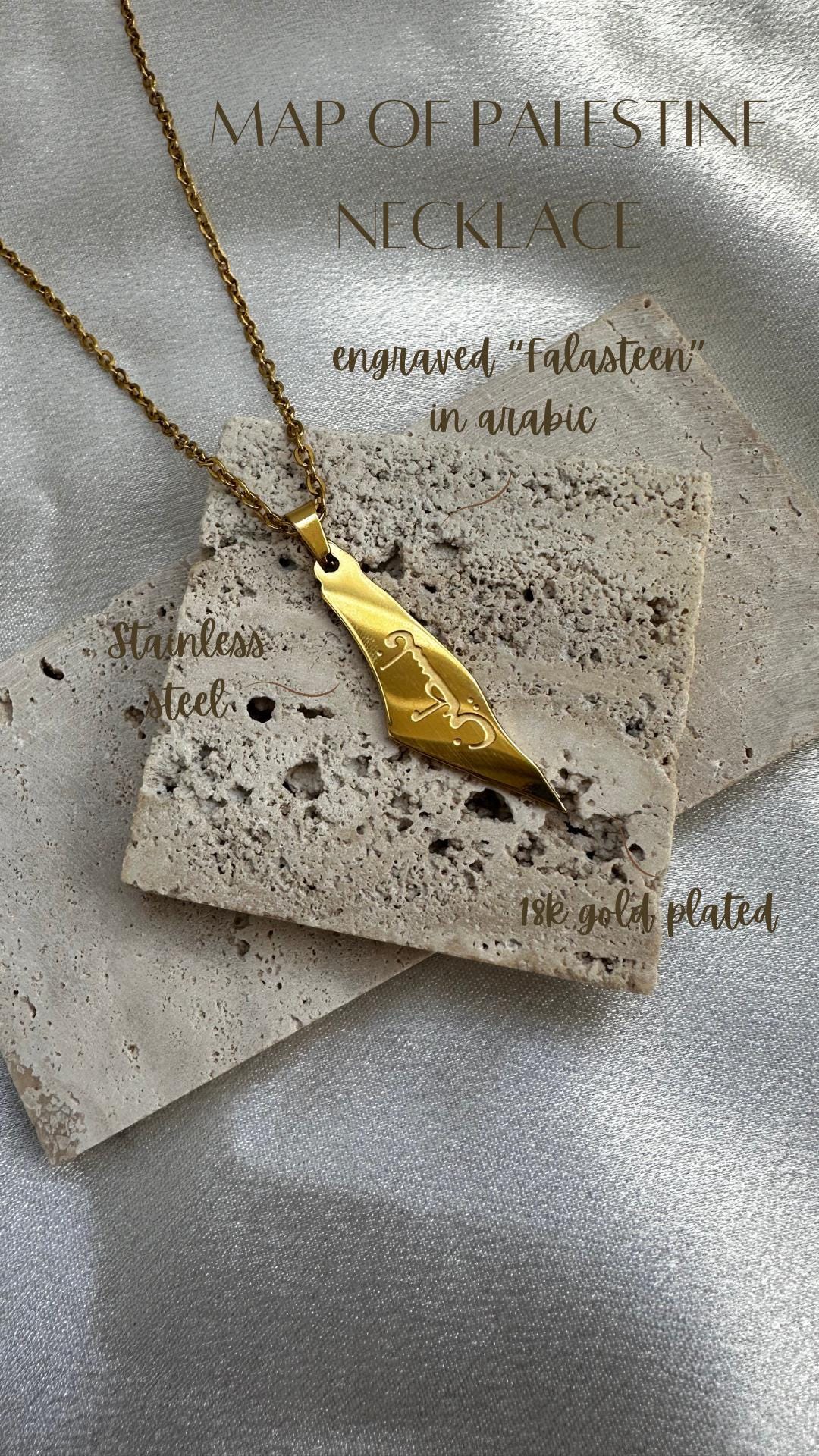 Gold Map of Palestine Necklace