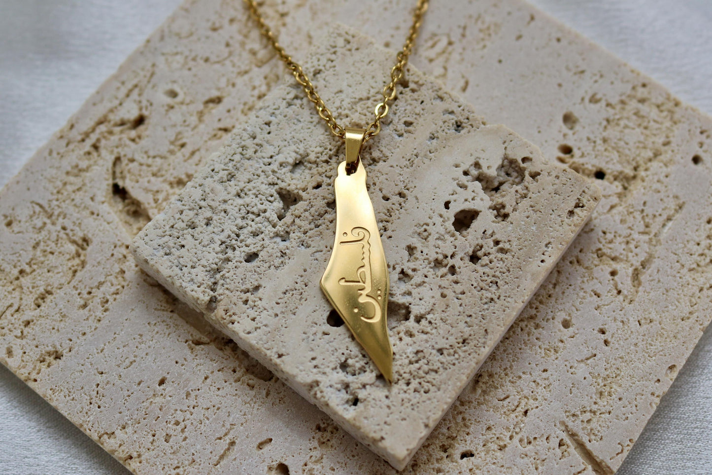 Gold Map of Palestine Necklace